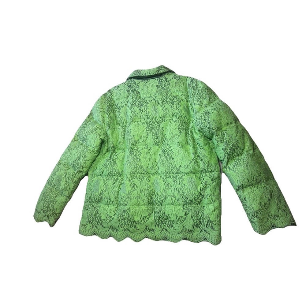 Gorgeous Vtg 1996 Gianni Versace Lime Green Lace Goose Down Puffer Jacket S/M - Picture 10 of 16